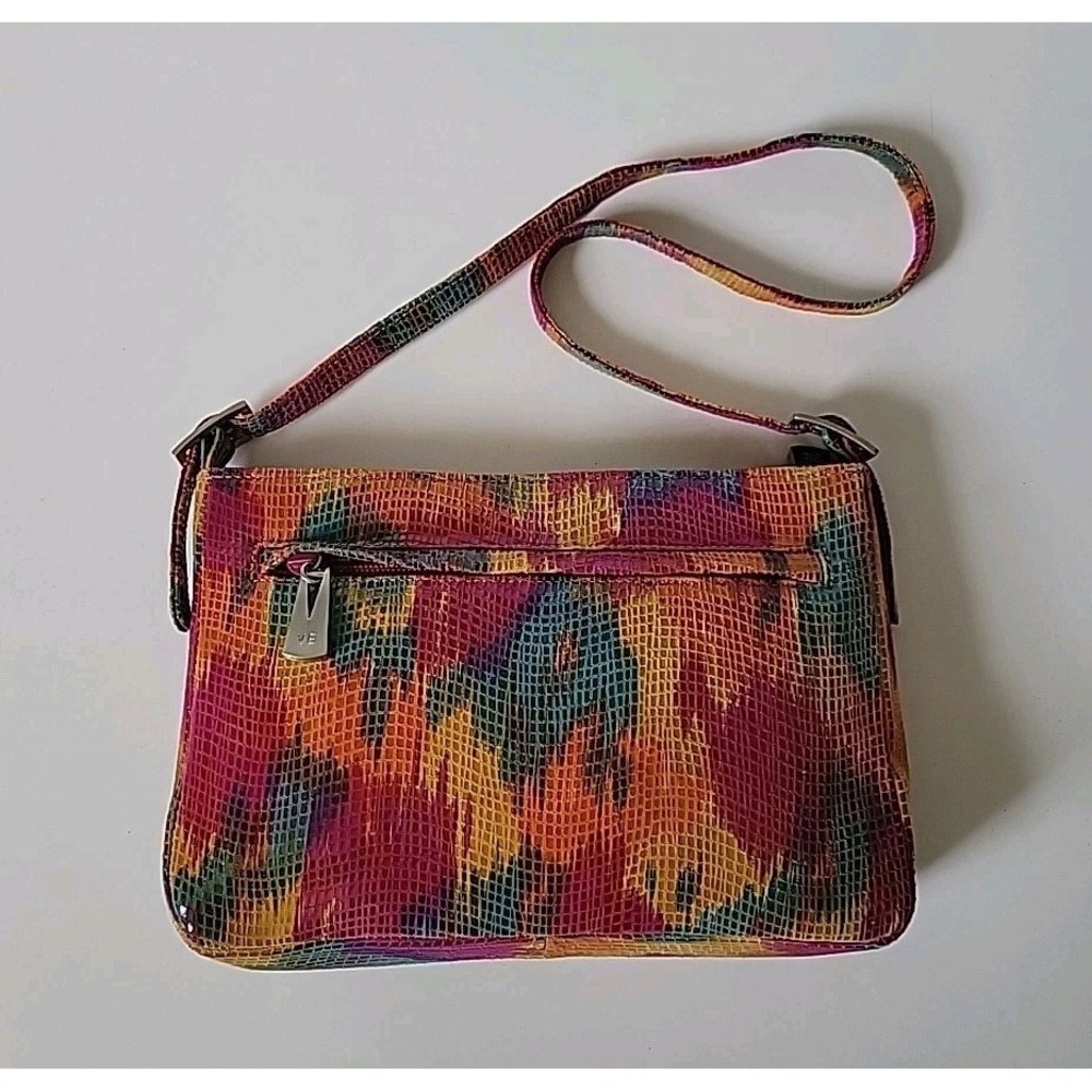Vaneli Shoulder Bag Multicolor Abstract Leather Mod Rainbow Retro Vintage‎ 90s